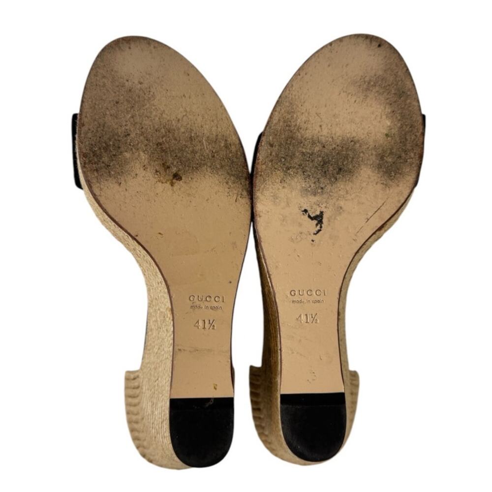 Gucci Horsebit Espadrille Black Suede Wedges Size  41.5 Box & Dust Bags Included - Picture 12 of 16